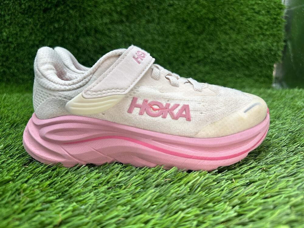 Hoka One One Clifton 10 1168873-RMD Athletic Sneaker Shoe Girls 12 Pink Jacquard
